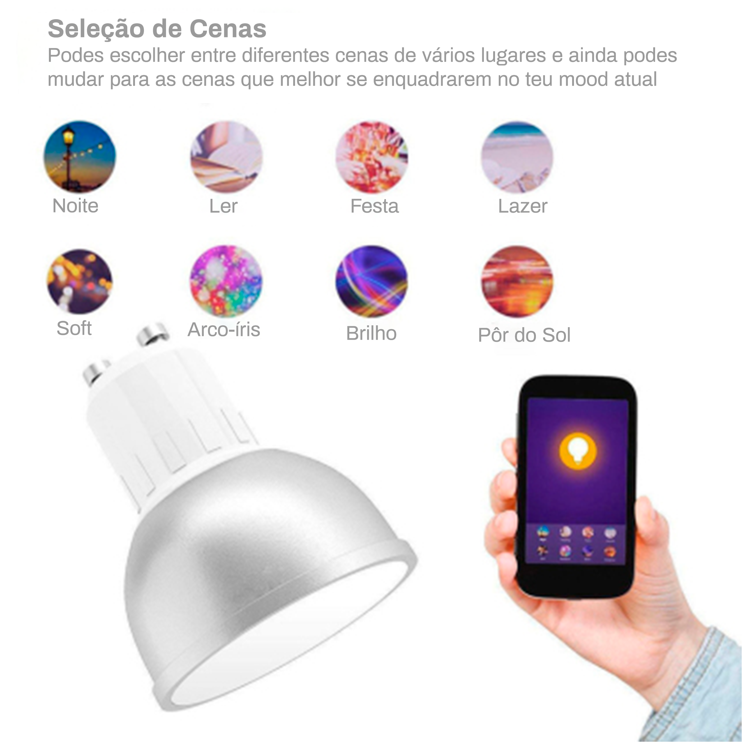Lâmpada Inteligente Wifi GU10 RGBW 5W Lâmpada Inteligente Wifi GU10 RGBW 5W